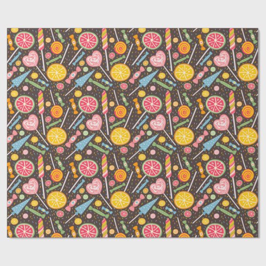 Kleurrijk Snoep Explosie Lollipop Blue Oranje Red Cadeaupapier (Vlak)