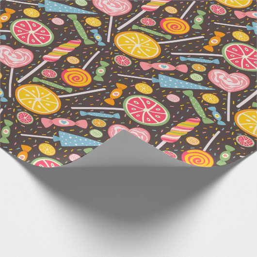 Kleurrijk Snoep Explosie Lollipop Blue Oranje Red Cadeaupapier (Hoek)