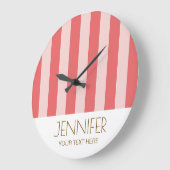 Kleurrijk Snoep Flesh Pink Kleur Modern Stripes Grote Klok (Hoek)