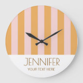 Kleurrijk Snoep Geel Kleurblok Moderne Strepen Grote Klok (Voorkant)