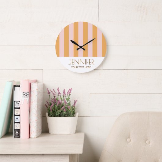Kleurrijk Snoep Geel Kleurblok Moderne Strepen Grote Klok (Leeskamer)