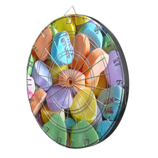 Kleurrijk Snoep Harten Dartbord (Voorkant Rechts)