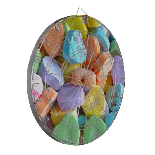 Kleurrijk Snoep Harten Dartbord (Voorkant Links)