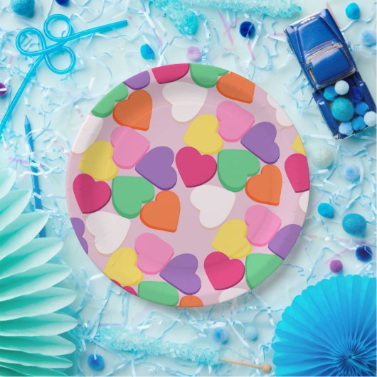 Kleurrijk Snoep Harten Papieren Bordje (Feest)
