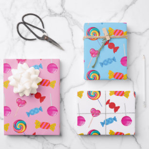 Kleurrijk Snoep & Lollipoppatroon Inpakpapier Vel