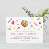 Kleurrijk Snoep | Regenboog Lollipop Verjaardagsfe Kaart (Staand voorkant)