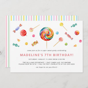 Kleurrijk Snoep   Regenboog Lollipop Verjaardagsfe Kaart