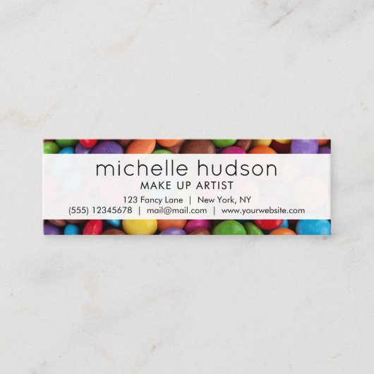 Kleurrijk Snoep, Snoep Buttonnen, dessert, Snoep k Mini Visitekaartje (Voorkant)