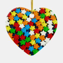 Kleurrijk snoep sterrenpatroon keramisch ornament