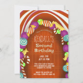 Kleurrijk Snoep Wonderland Tweede Verjaardag Kaart (Voorkant)