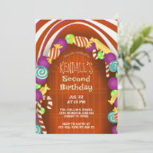 Kleurrijk Snoep Wonderland Tweede Verjaardag Kaart (Staand voorkant)