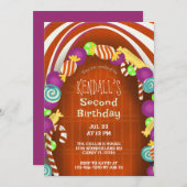 Kleurrijk Snoep Wonderland Tweede Verjaardag Kaart (Voorkant / Achterkant)