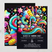 Kleurrijk Snoep Wonderland Verjaardag Kaart (Voorkant / Achterkant)