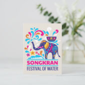 Kleurrijk Songkran-festival Elephant Water Briefkaart (Staand voorkant)