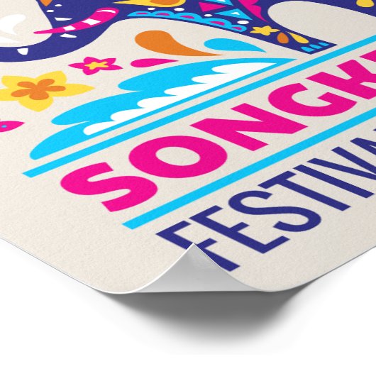 Kleurrijk Songkran-festival Elephant Water Poster (Hoek)