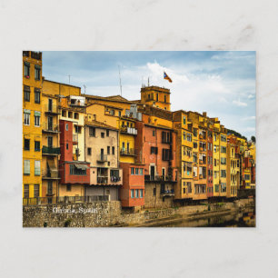 Kleurrijk Spanje Girona Rivier Reflectie Fotografi Briefkaart