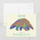 Kleurrijk sparen Pangolin bedreigd dieractivisme Briefkaart (Voorkant / Achterkant)