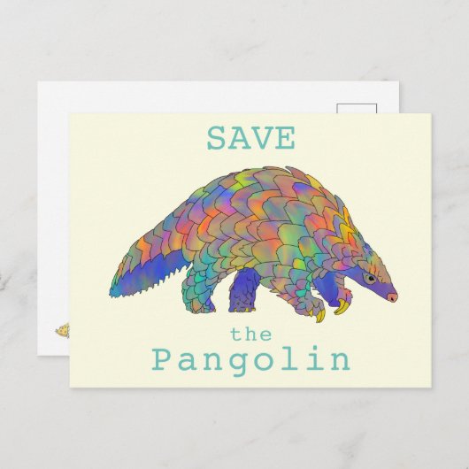 Kleurrijk sparen Pangolin bedreigd dieractivisme Briefkaart (Voorkant / Achterkant)