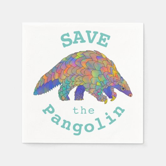 Kleurrijk sparen Pangolin bedreigd Diergroen Servet (Voorkant)