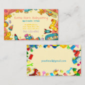 Kleurrijk speelgoed Babysitting Visitekaartjes (Voorkant / Achterkant)