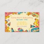 Kleurrijk speelgoed Babysitting Visitekaartjes (Voorkant)