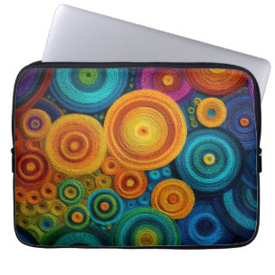 Kleurrijk Spiraal Abstract Patroon Geometrische Dr Laptop Sleeve
