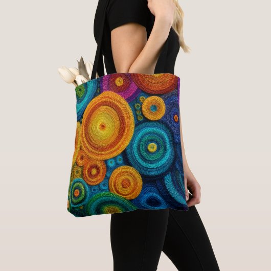 Kleurrijk spiraal abstract patroon geometrische dr tote bag (Dichtbij)