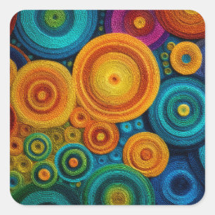 Kleurrijk Spiraal Abstract Patroon Geometrische Dr Vierkante Sticker