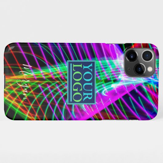 Kleurrijk spiraal licht, DIY-naam wit, uw Logo iPhone Hoesje (Achterkant horizontaal)