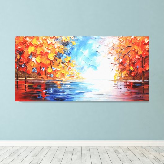 Kleurrijk splash schilderij landschap canvas afdruk (Insitu (Houten vloer))