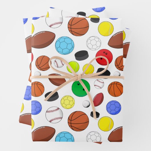 Kleurrijk Sportbalken Random Pattern Inpakpapier Vel (In situ)