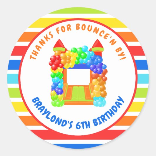 Kleurrijk Springhuis Feest Ronde Sticker (Voorkant)