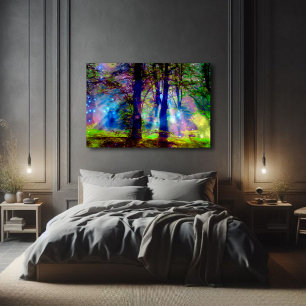 Kleurrijk Sprookje Fantasie Bos Kunst Canvas Afdruk