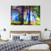 Kleurrijk sprookje Fantasy Forest Art Canvas Afdruk (Insitu (Slaapkamer))