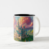 Kleurrijk sprookjeskasteel tweekleurige koffiemok (Voorkant rechts)