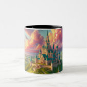 Kleurrijk sprookjeskasteel tweekleurige koffiemok (Center)