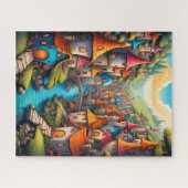 Kleurrijk Sprookjeskasteeldorp Legpuzzel (Horizontaal)