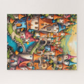 Kleurrijk Sprookjeskasteeldorp Legpuzzel (Horizontaal)