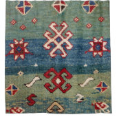 Kleurrijk staal Blauw licht groen gecontroleerd  Douchegordijn (Voorkant)