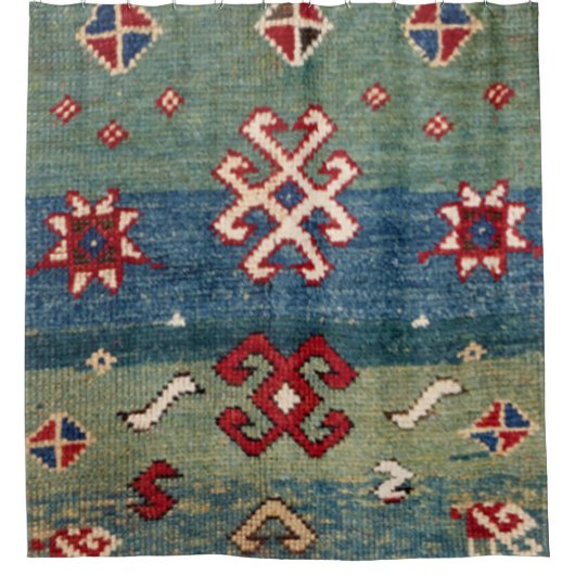 Kleurrijk staal Blauw licht groen gecontroleerd  Douchegordijn (Voorkant)