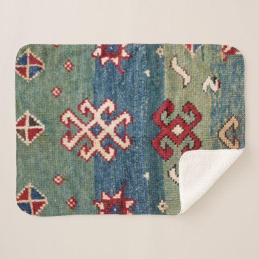 Kleurrijk staal Blauw licht groen gecontroleerd  Sherpa Deken (Voorkant (horizontaal))