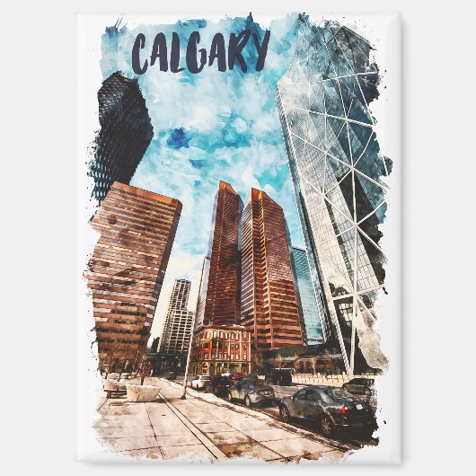 Kleurrijk stadsbeeld van Calgary Alberta Magneet (Voorkant)