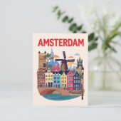Kleurrijk stadsgezicht van Amsterdam Briefkaart (Staand voorkant)