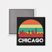 Kleurrijk stadsgezicht van Chicago Windy City Magneet (Voorkant / Achterkant)
