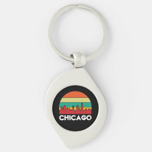 Kleurrijk stadsgezicht van Chicago Windy City Sleutelhanger