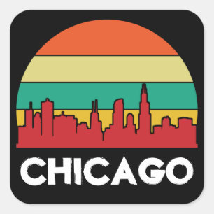 Kleurrijk stadsgezicht van Chicago Windy City Vierkante Sticker