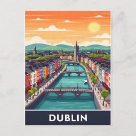 Kleurrijk stadsgezicht van Dublin – rivier de Liff Briefkaart