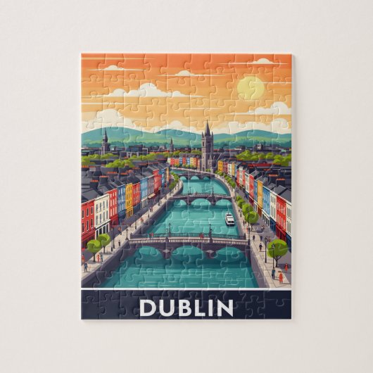Kleurrijk stadsgezicht van Dublin – rivier de Liff Legpuzzel (Verticaal)