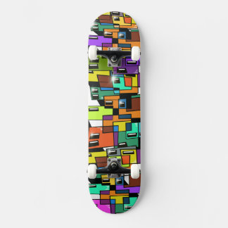 Kleurrijk stadslandschap skateboarddek persoonlijk skateboard