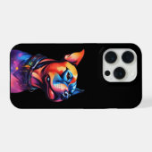 Kleurrijk Staffy Bull Terrier Cyberpunk Design, iPhone Hoesje (Achterkant horizontaal)